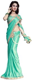 Bhuwal Fashion Turquoise Lycra Saree