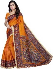 SVB Yellow Mysore Silk Printed With Blouse Saree