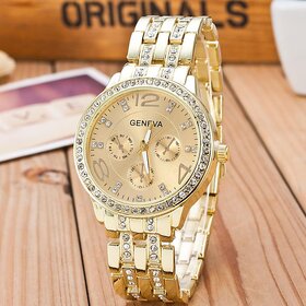 HRV Geneva Wrist Watch Women Stainless Steel Gold Watch Luxury Casual Ladies Watches