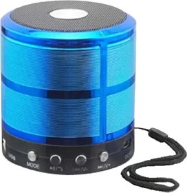 Stylopunk WS-887 Portable Bluetooth Stereo Speaker with Alarm Clock,Aux, FM, SD Card, In-built Mic  USB Blue