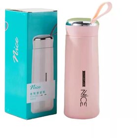 nice white glass water bottle with hand ring 400ml (Set of 1)